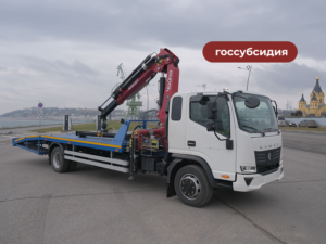 Эвакуатор КАМАЗ Компас-12 с ломаной платформой и КМУ Чайка NR 818T